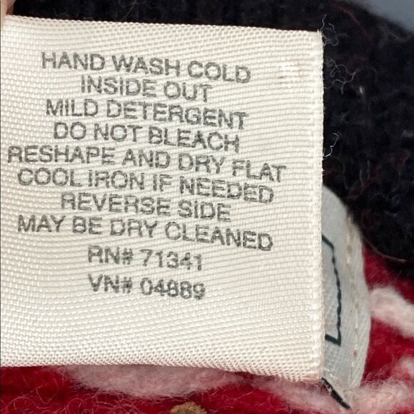 L.L. Bean Nordic Fair Isle Chunky Knit Metal Button Heavy Cardigan Red Sz L - Picture 8 of 11